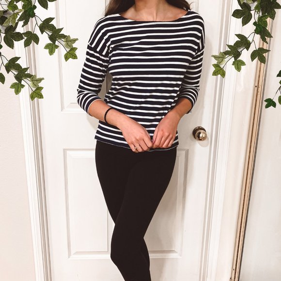 Anthropologie Sundry 3/4 Sleeve Top Tee Striped, 1 - Picture 1 of 8